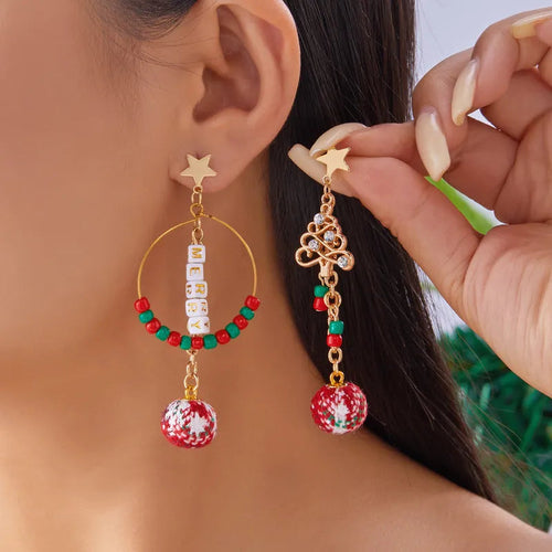 Christmas Dangle Hoop Earrings