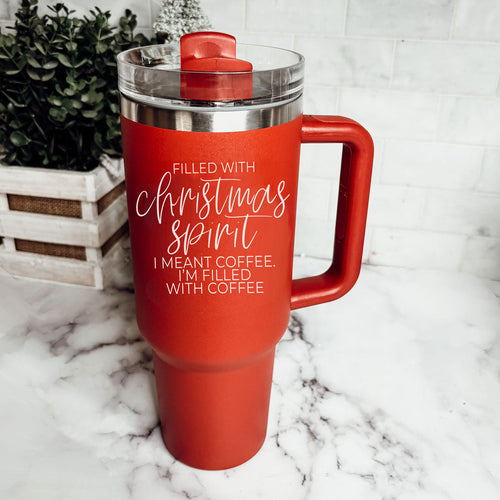 Christmas Spirit 40oz - Christmas Tumbler with Handle - Leakproof, Dishwasher Safe, Insulated Stainless Steel Coffee Mug with handle, lid and straw